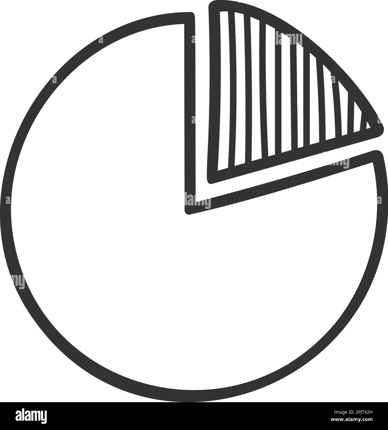 Tableau des beignets en forme de doodle. Graphe circulaire tracé à la main avec fragment séparé. Schéma de roue. Forme arrondie avec coupe hachurée. Illustration graphique vectorielle Illustration de Vecteur