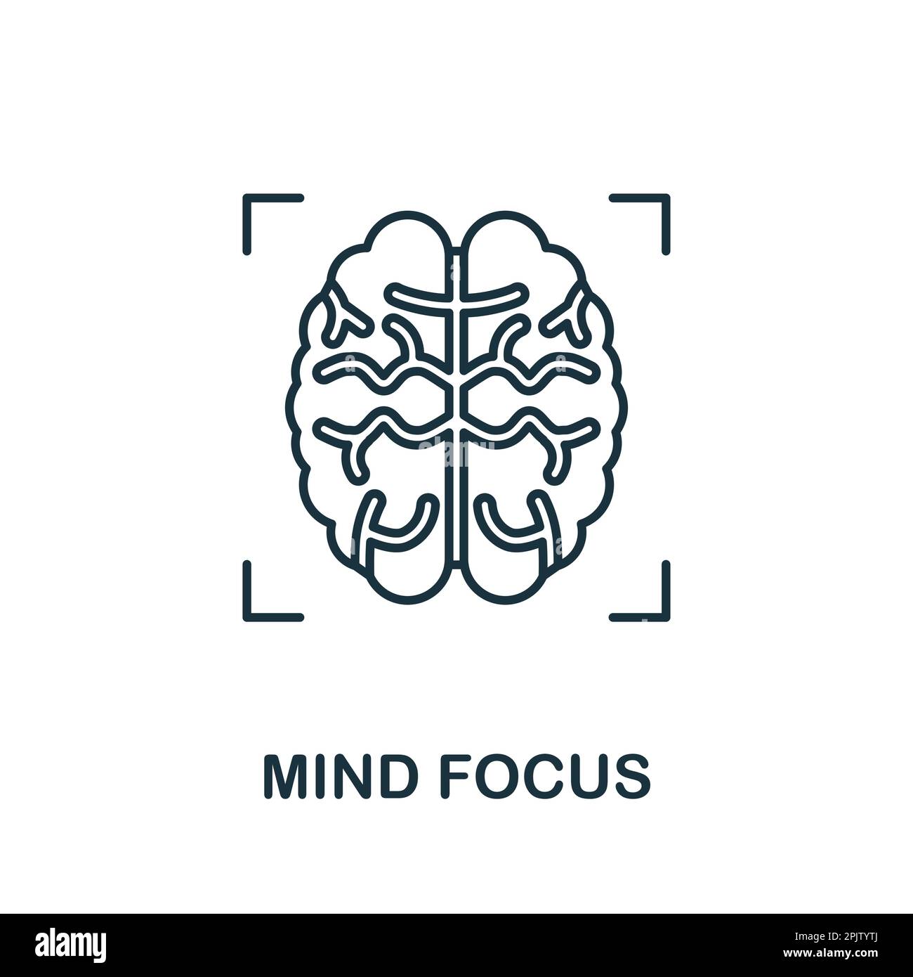 Icône de la ligne attention. Un élément simple de la collection de yoga. Icône de contour Creative Mind Focus pour la conception Web, les modèles, les infographies et bien plus encore Illustration de Vecteur