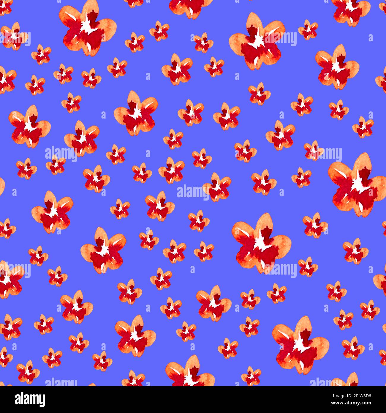 Motif sans couture de petites fleurs orange. Joli motif botanique Banque D'Images