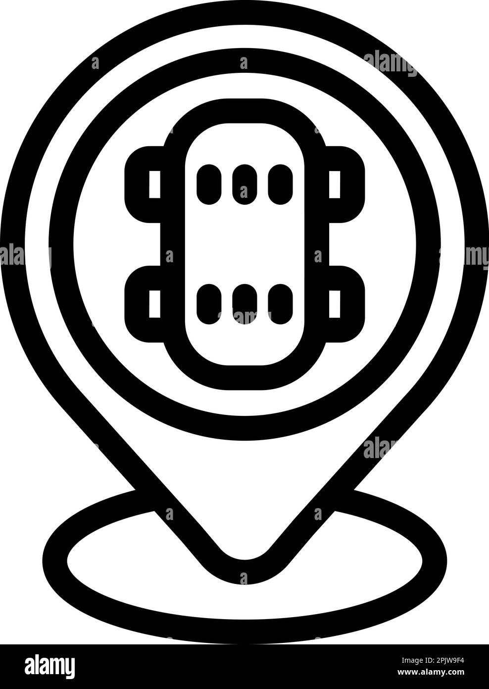 Vecteur de contour de l'icône de l'emplacement d'achat Skate. Scène de parcage. Scène rampe Illustration de Vecteur