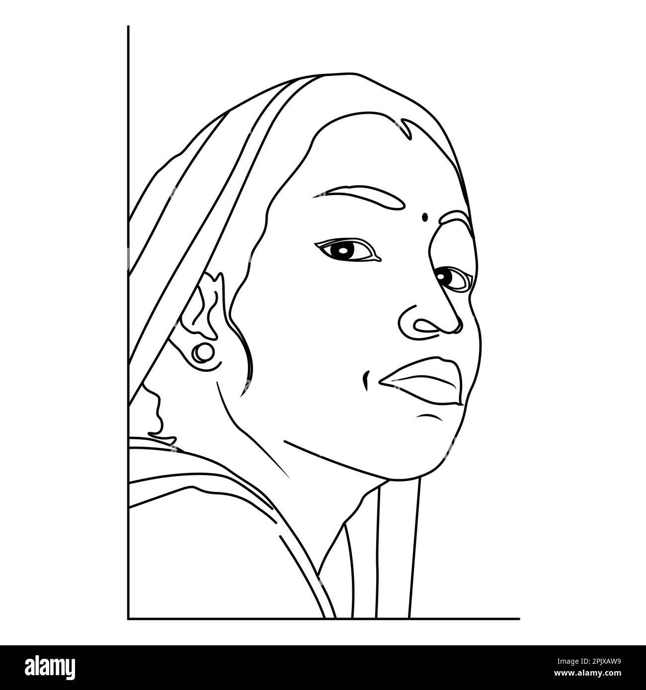 Indian Sharee femmes dessin à la main dessin de lignes d'art illustrations Illustration de Vecteur