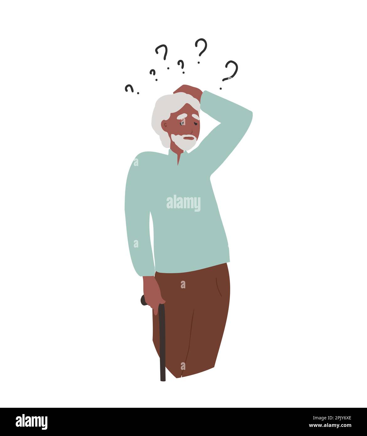 Homme noir senior atteint de la maladie d'Alzheimer de la démence Illustration de Vecteur