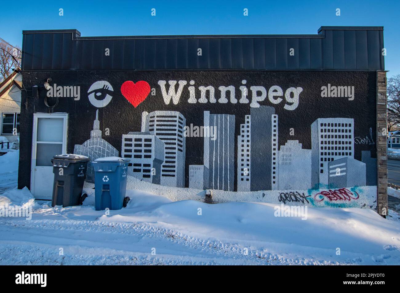 J'adore la fresque de Winnipeg, au Manitoba, au Canada Banque D'Images