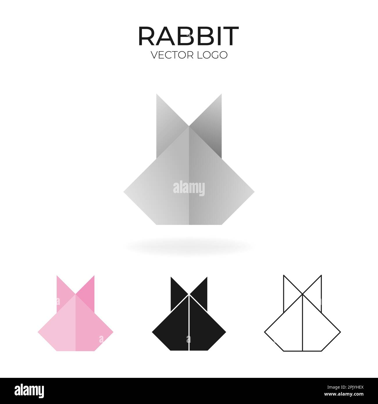 Logo vectoriel origami et icône avec lapin. Illustration de Vecteur