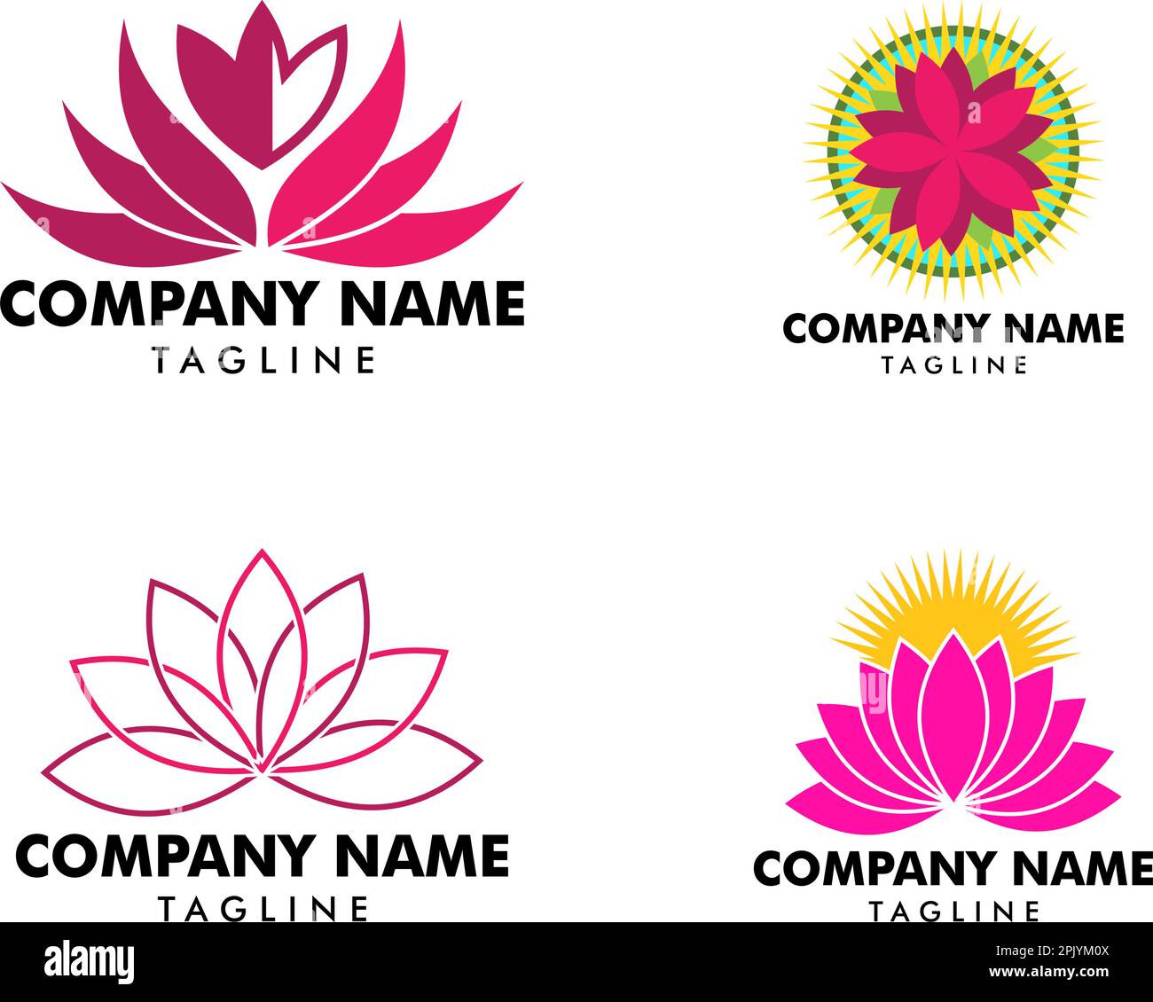 Ensemble de Beauté Vector Lotus fleurs design logo icône de modèle Illustration de Vecteur