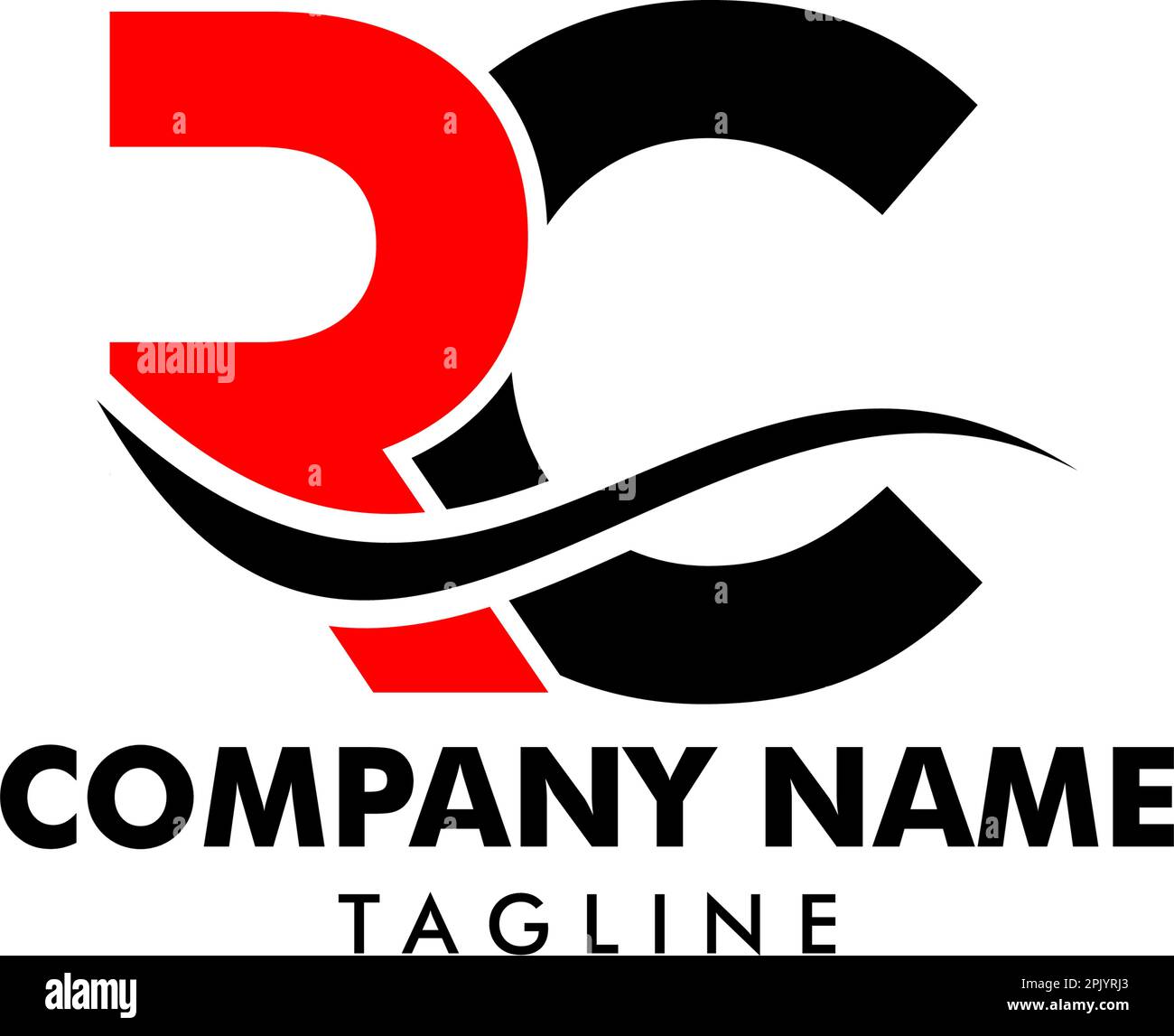 Conception initiale du modèle de logo de la lettre RC Illustration de Vecteur