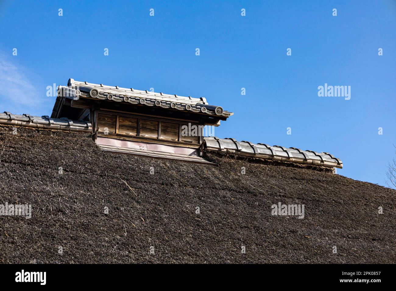 Petit toit de la salle de sériculture, ancienne maison de fermiers, toit de chaume, parc de Jidayubori, Kitami, Setagaya Ku, Tokyo, Japon, Asie de l'est, Asie Banque D'Images