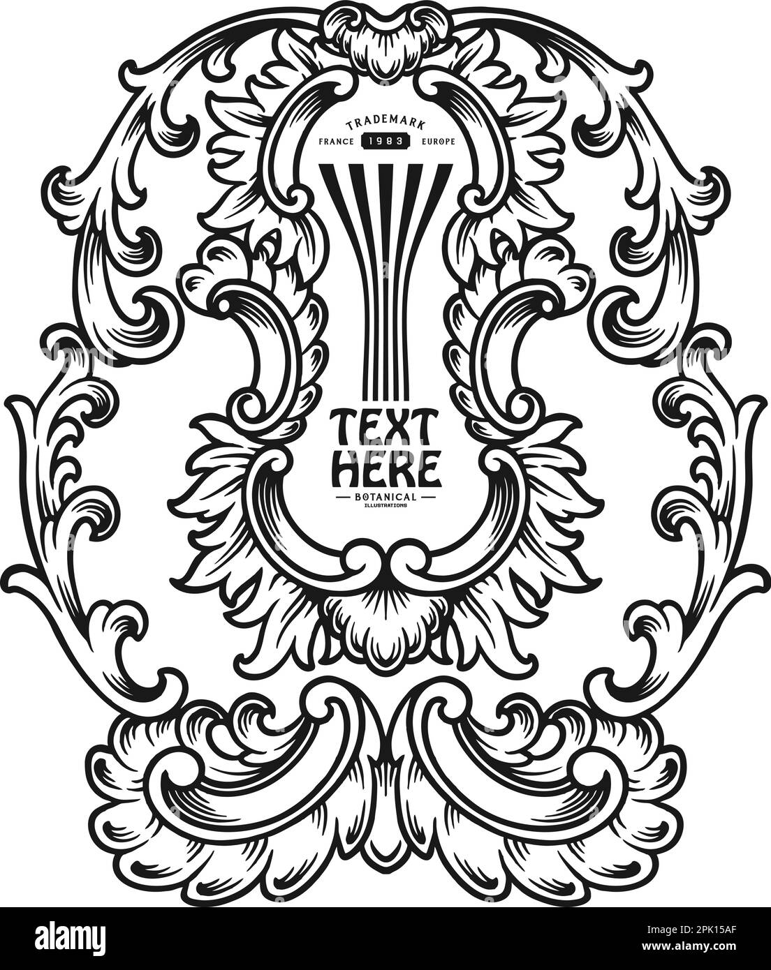 Élégante étiquette vintage avec des illustrations florales délicates vecteur monochrome pour votre logo de travail, t-shirt de marchandise, autocollants et dessins d'étiquettes, affiche Illustration de Vecteur