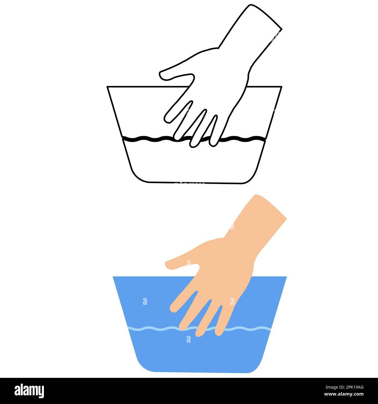 Icône lavage des mains de la ligne de vêtements. Logo pour le service de blanchisserie ou de nettoyage à sec. Ligne de lavage des mains et panneau de glyphe. style plat. Banque D'Images