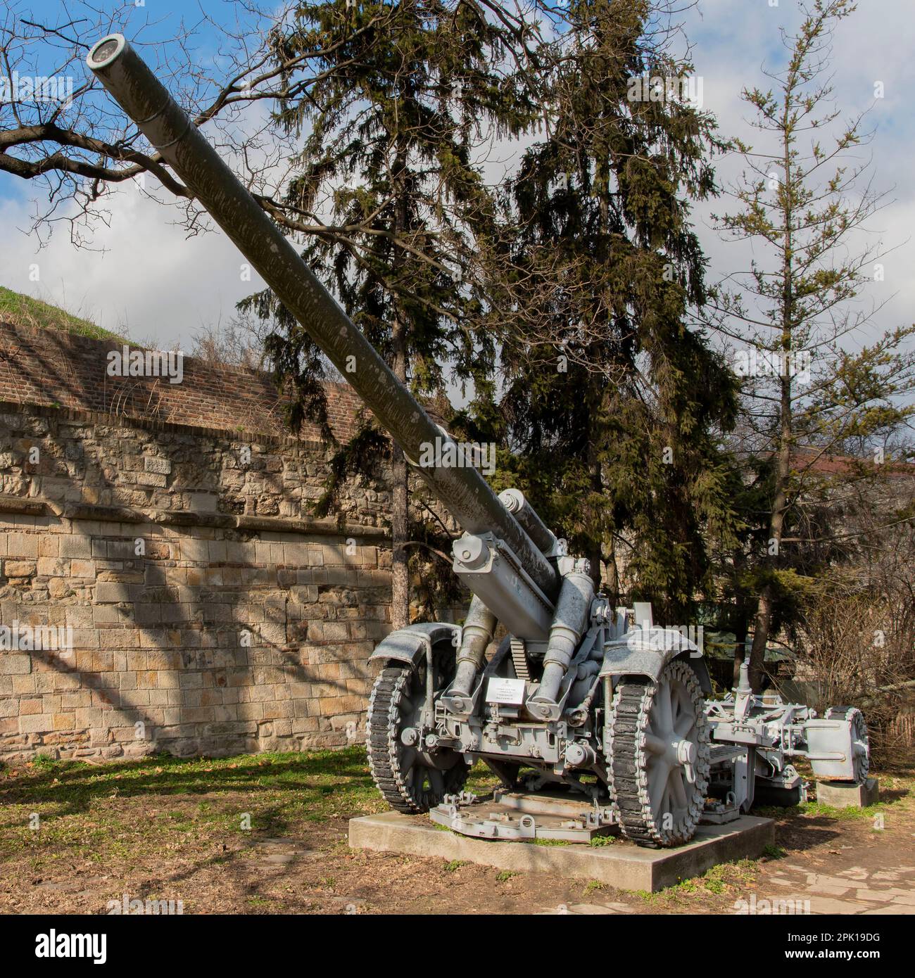 150mm Kanone 18 au Musée militaire de Belgrade, Serbie Banque D'Images