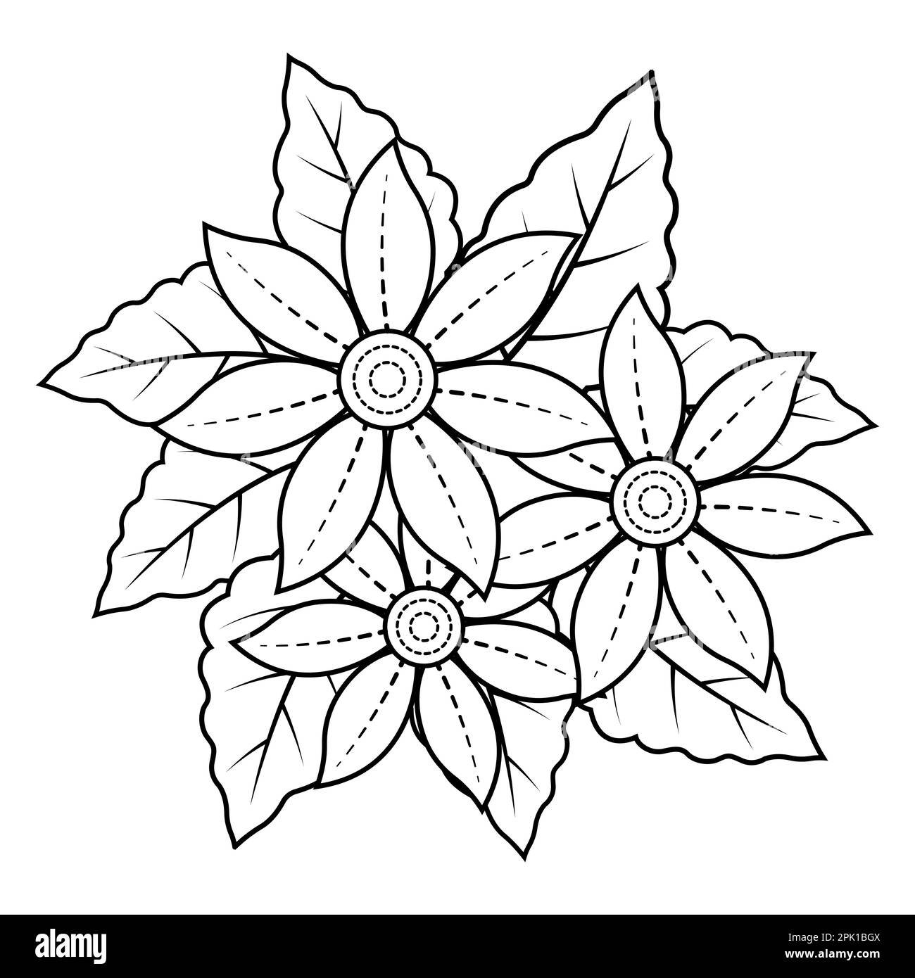 Pages de coloriage floral, pages de coloriage floral noir et blanc de style indien, pages de coloriage floral pour adultes, Mandala floral Illustration de Vecteur