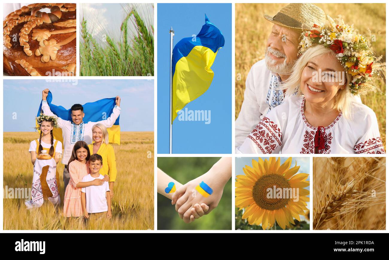 Collage avec différentes belles photos consacrées à la culture ukrainienne Banque D'Images