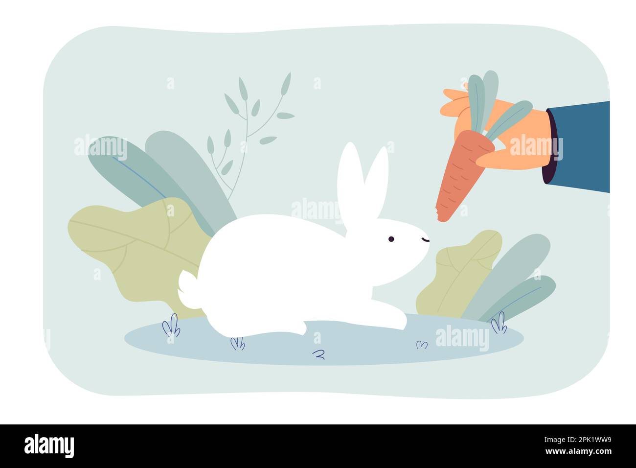 Personne qui nourrit le lapin avec la carotte Illustration de Vecteur