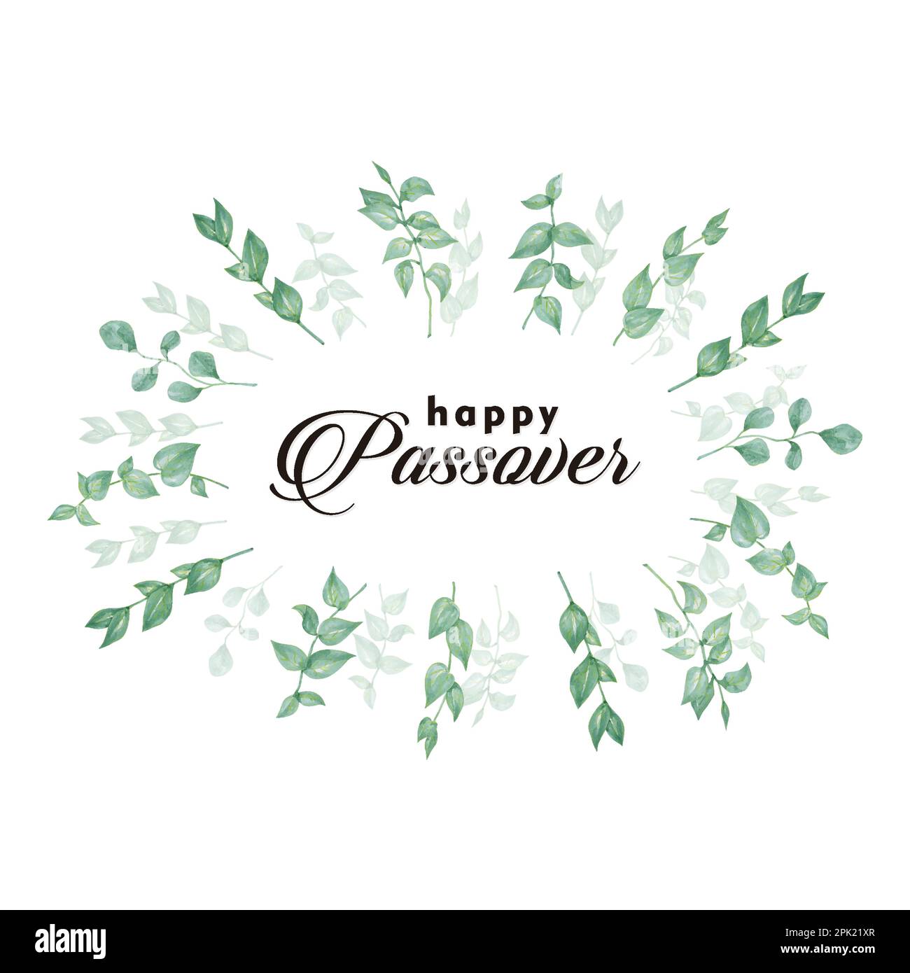 Carte Happy Passover avec décoration florale, Pâque en hébreu, illustration de fond d'aquarelle vectorielle Illustration de Vecteur