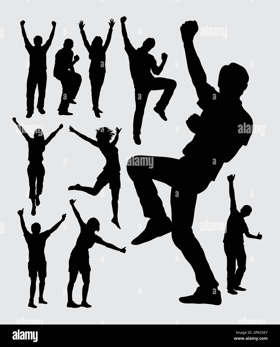 Silhouettes hommes et femmes heureux Illustration de Vecteur