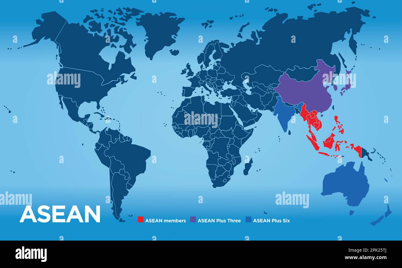 ASEAN, carte des pays de l'Association des nations de l'Asie du Sud-est, illustration vectorielle Illustration de Vecteur