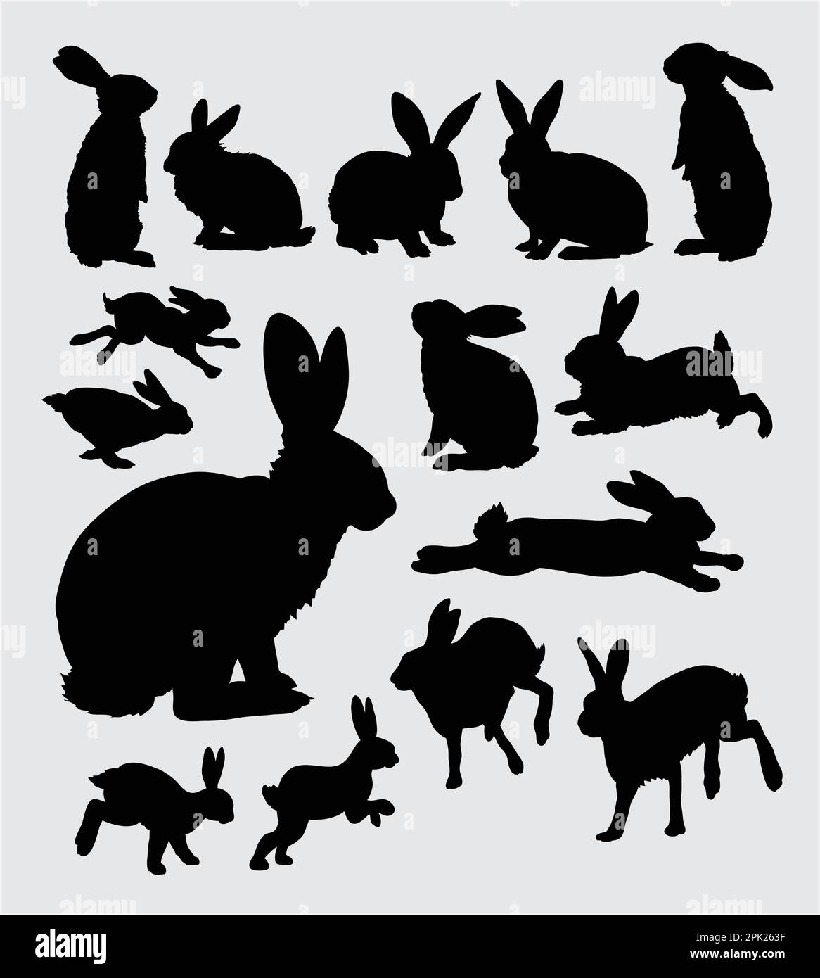 Silhouettes d'action de lapin Illustration de Vecteur