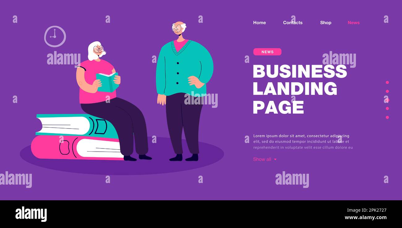 Couple de personnes âgées lisant des livres ou étudiant ensemble Illustration de Vecteur