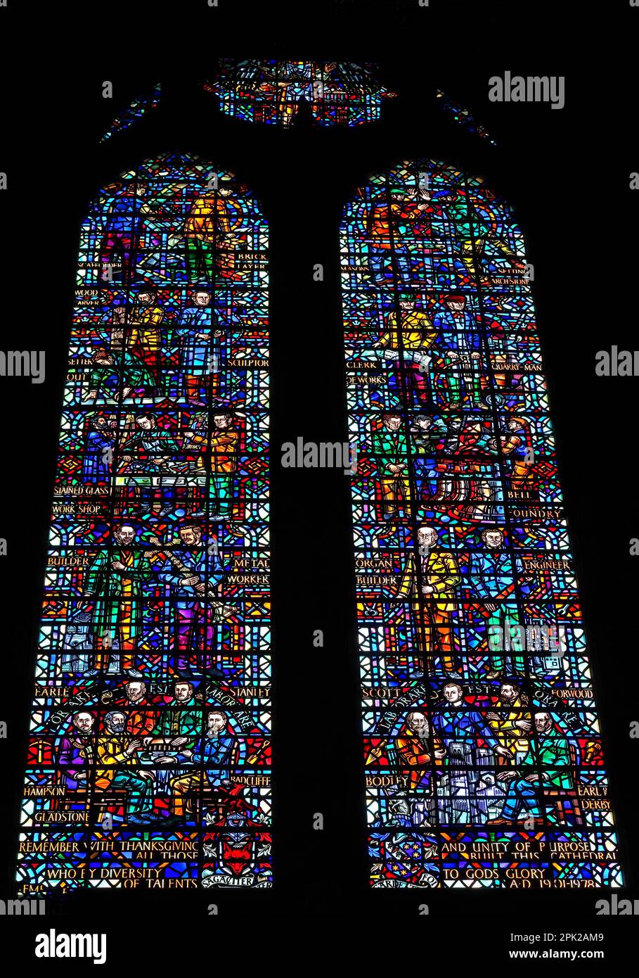 Vitraux, cathédrale de Liverpool, mont St James, Liverpool, Merseyside, ANGLETERRE, ROYAUME-UNI, L1 7AZ Banque D'Images