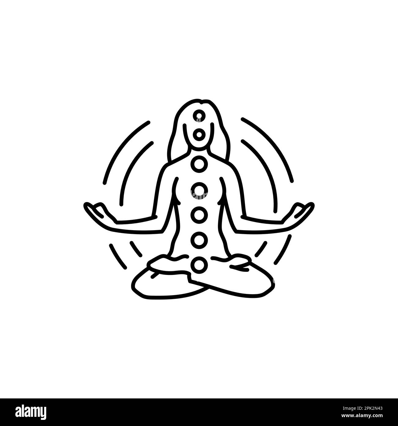 Icône de la ligne noire de méditation spirituelle. Chakras et aura. Pictogramme pour page Web, application mobile, Promo. Illustration de Vecteur
