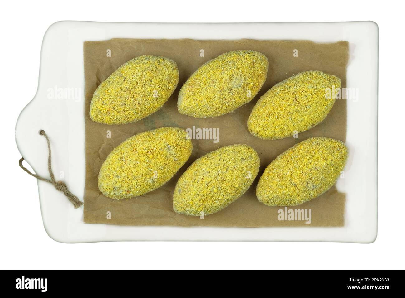 Préparation de côtelettes de viande maison. Prêt à cuire. Côtelettes congelées. Vue de dessus. Banque D'Images