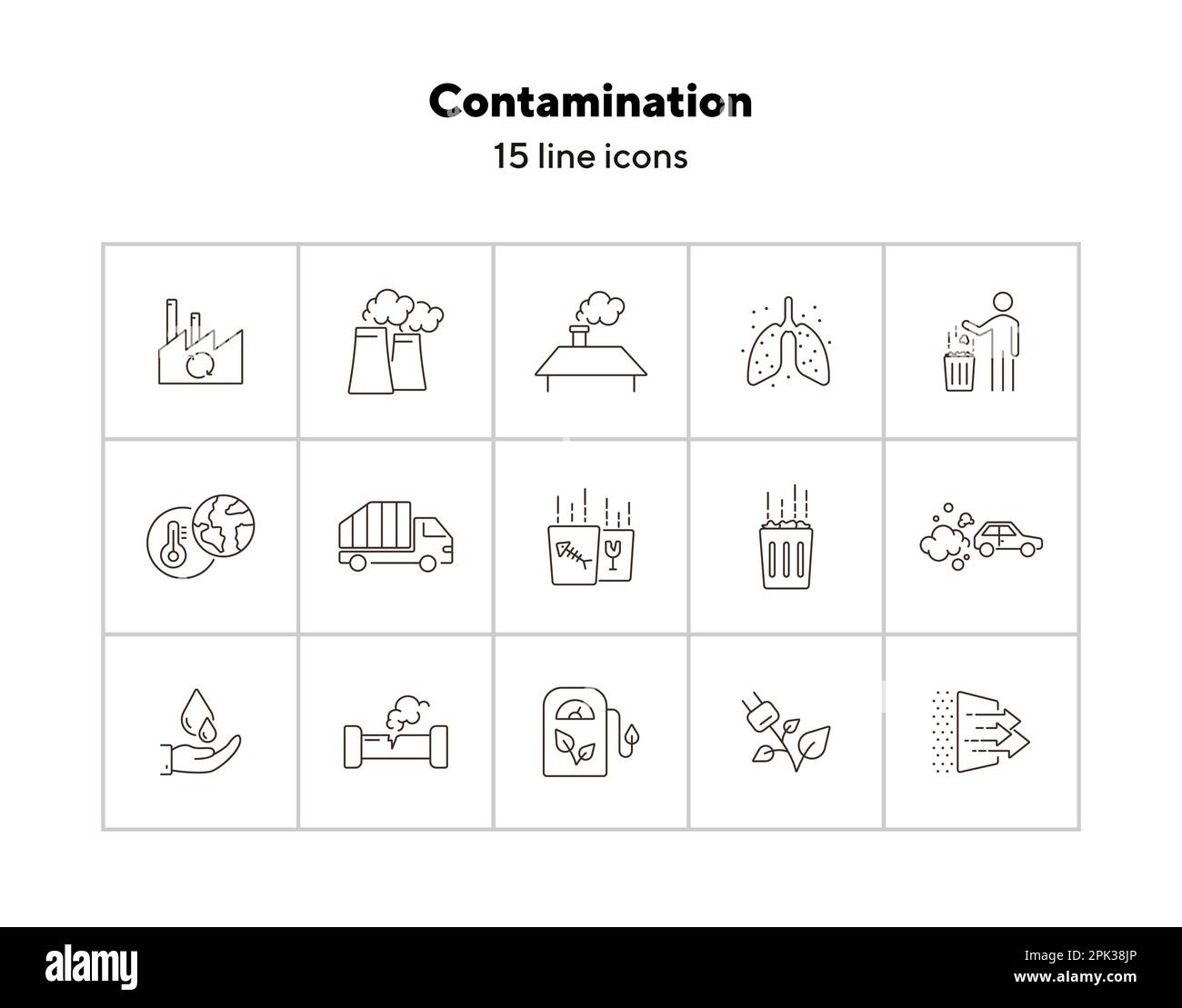 Icônes de contamination. Ensemble d'icônes de ligne. Illustration de Vecteur