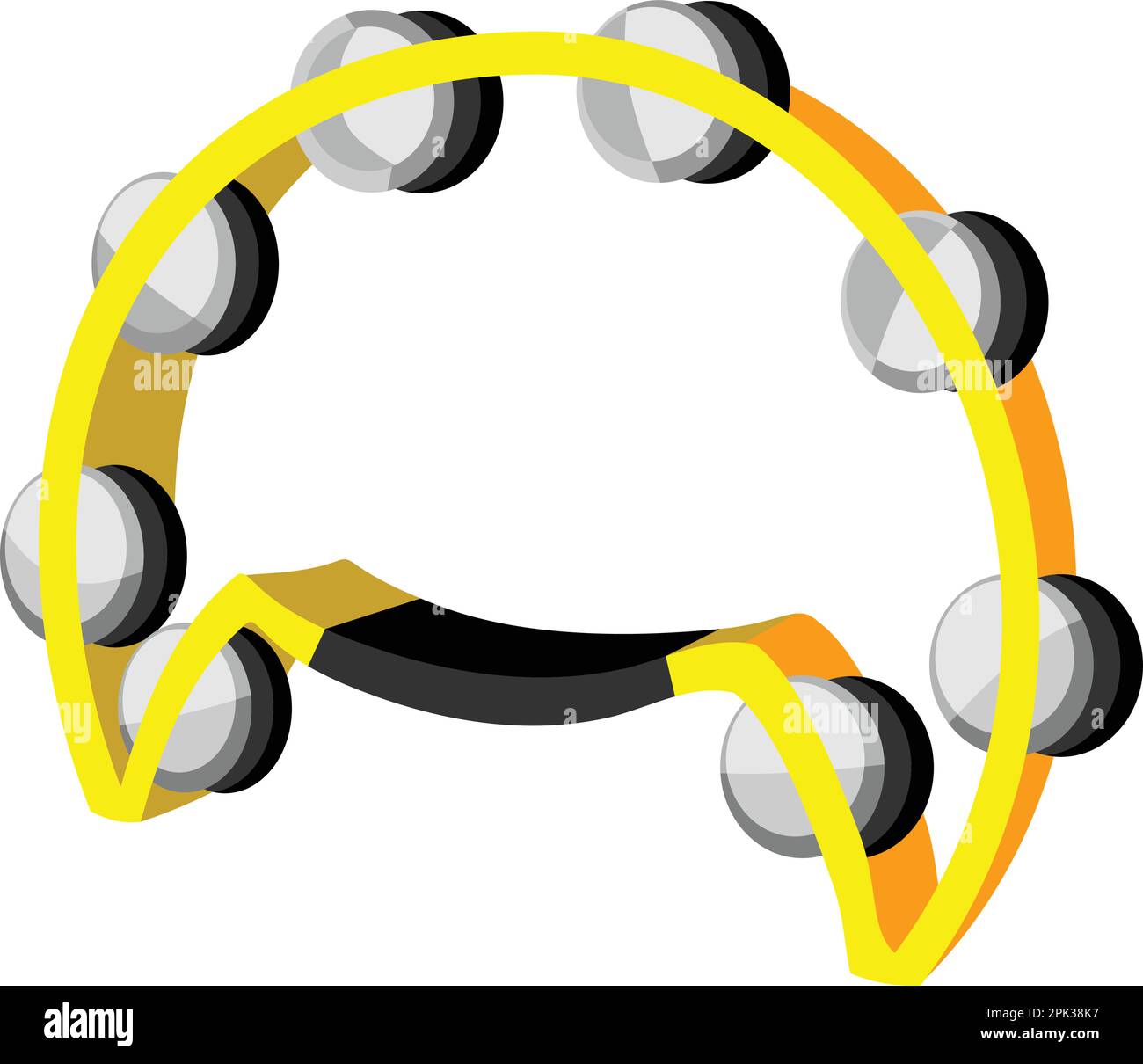 Instrument de musique Tambourine jaune Illustration de Vecteur