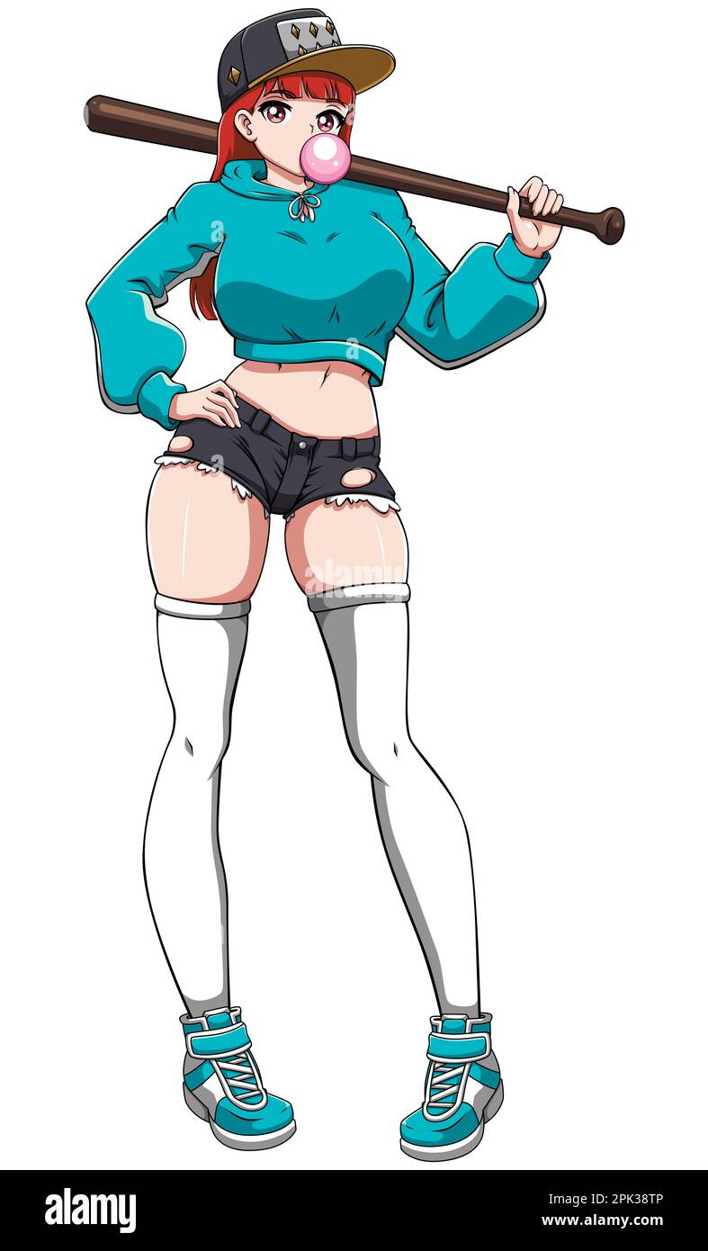 Anime Bat Girl sur blanc Illustration de Vecteur