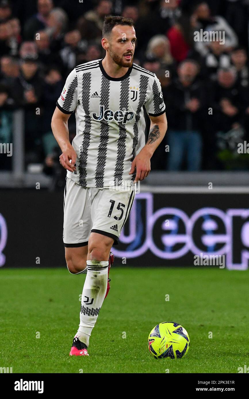 Federico Gatti de Juventus FC en action pendant le match de football de la coupe d'Italie entre Juventus FC et FC Internazionale au stade Juventus de Turin (IT Banque D'Images Federico Gatti de Juventus FC en action pendant le match de football de la coupe d'Italie entre Juventus FC et FC Internazionale au stade Juventus de Turin (IT Banque D'Images