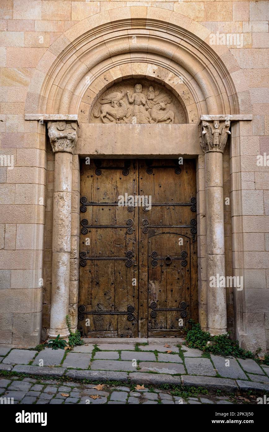 Détail de la porte du 'Conventet' (couvent) du monastère de Pedralbes (Barcelone, Catalogne, Espagne) ESP: Detalle de la puerta del Conventet Banque D'Images