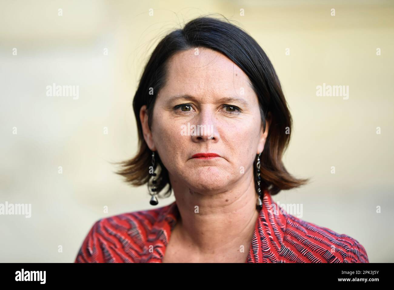 Paris, France. 04th avril 2023. Olivier FAURE, premier secrétaire du Parti socialiste (PS), et Johanna ROLLAND lors d'une rencontre avec le Premier ministre français à l'Hôtel Matignon, sur 4 avril 2023 à Paris, France. Crédit : Victor Joly/Alamy Live News Banque D'Images