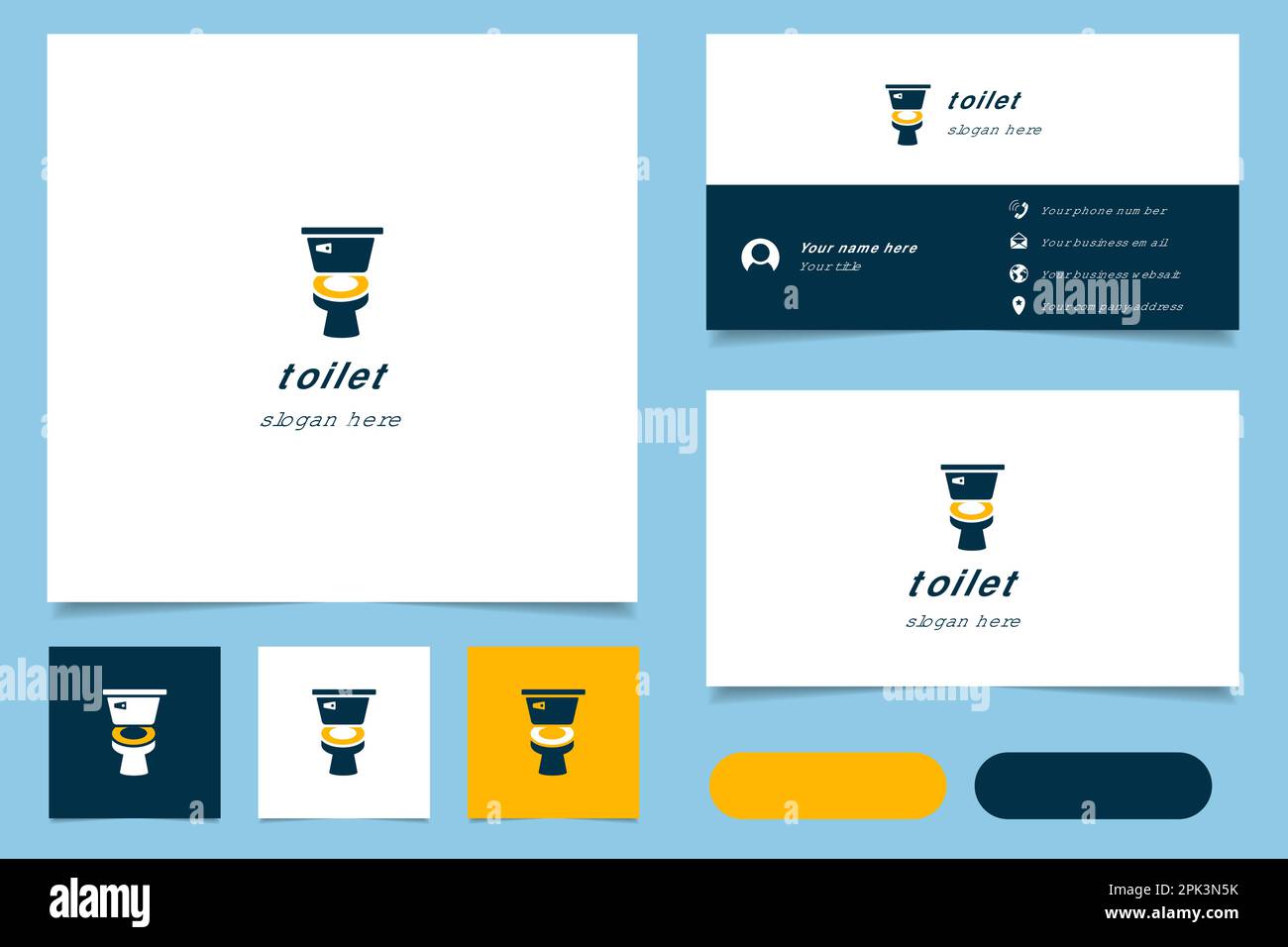 Logo WC avec texte modifiable. Modèle de livre de marque et de carte de visite. Illustration de Vecteur