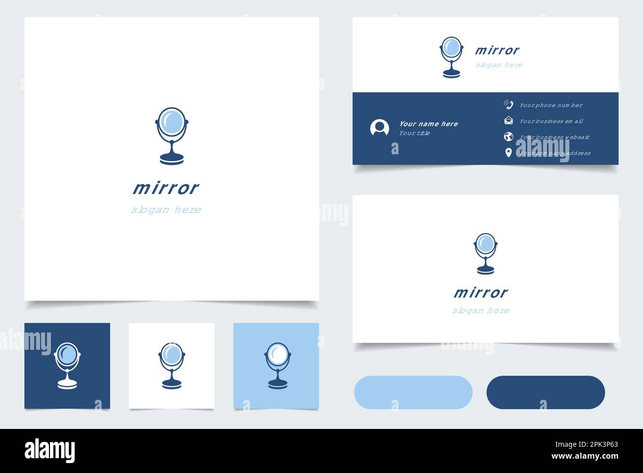 Logo miroir avec texte modifiable. Modèle de livre de marque et de carte de visite. Illustration de Vecteur