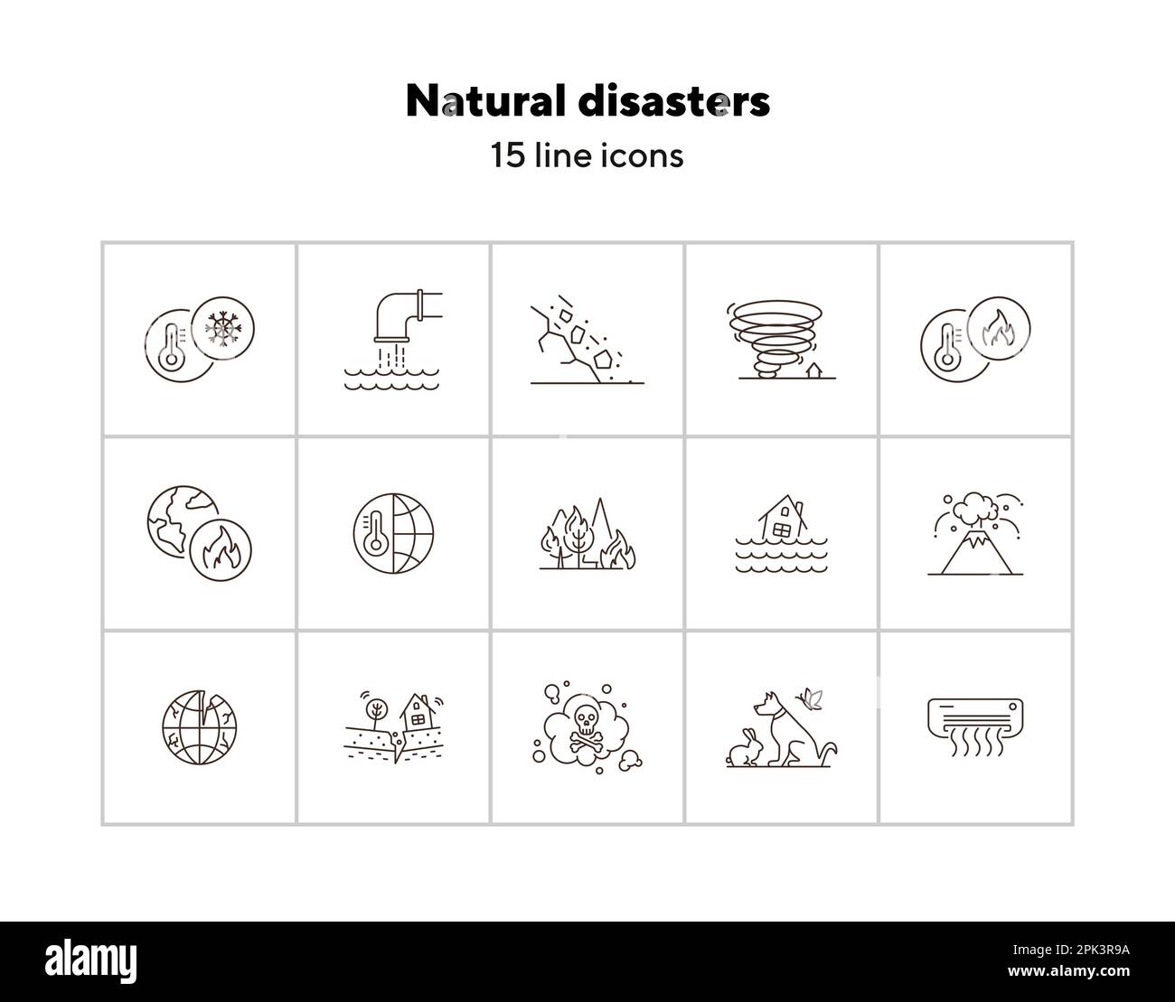 Icônes de catastrophes naturelles Illustration de Vecteur