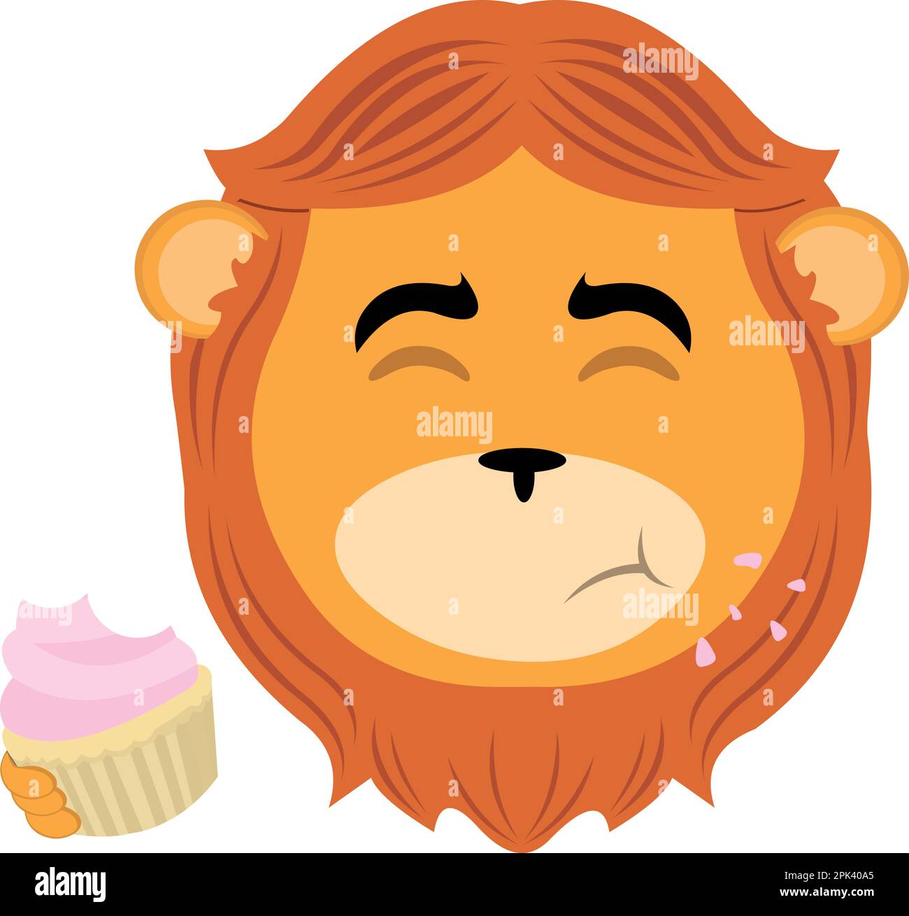 illustration vectorielle face d'un lion mangeant un cupcake ou un muffin Illustration de Vecteur