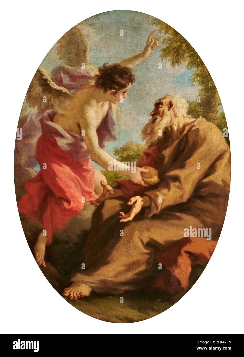 Elia confortato dall'angelo - olio su tela - Giovanni Antonio Pellegrini - 1724 - Brescia, chiesa di S. Agata Banque D'Images