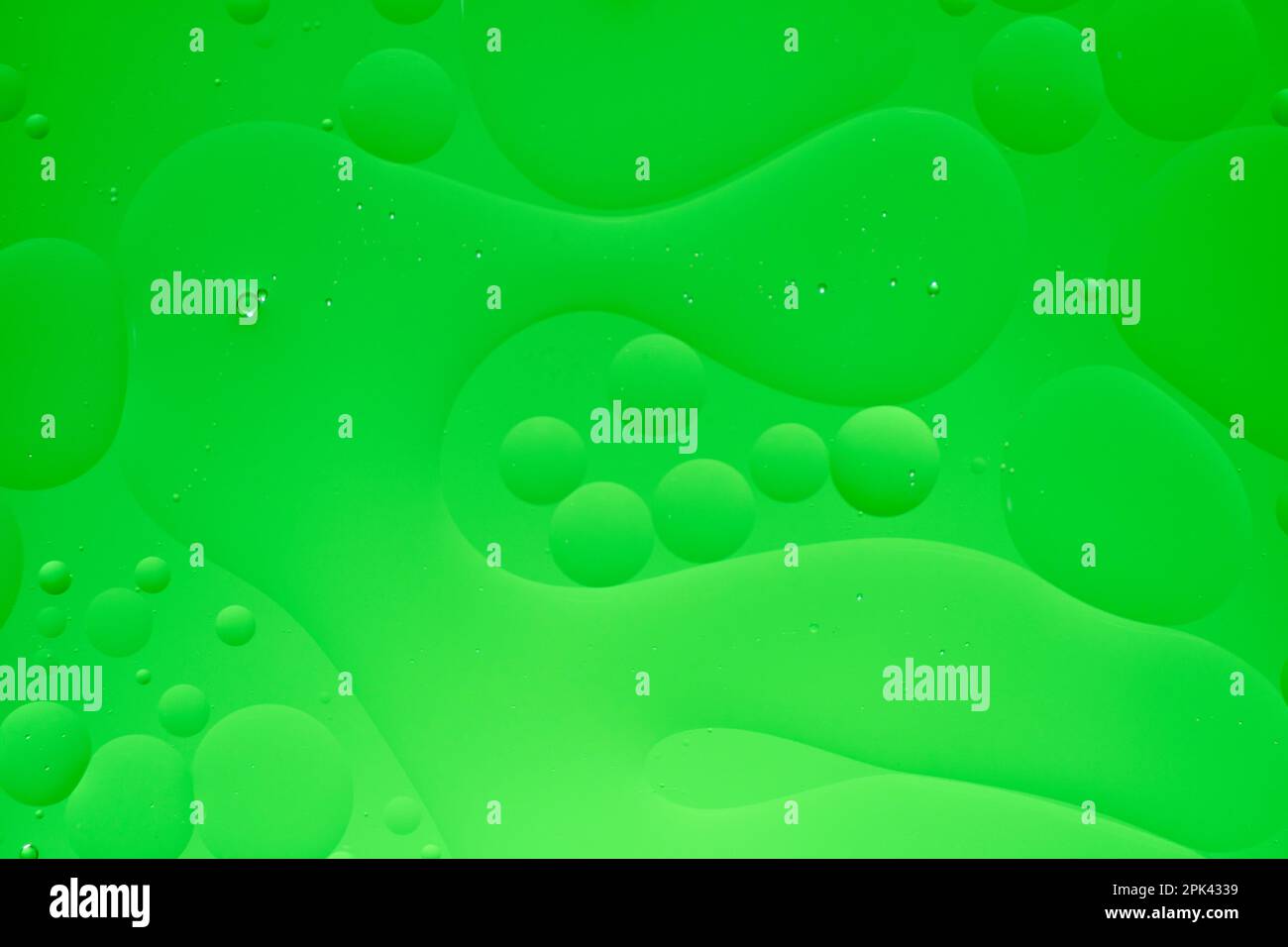 Arrière-plan abstrait avec cercles d'huile verts et dégradé. Banque D'Images