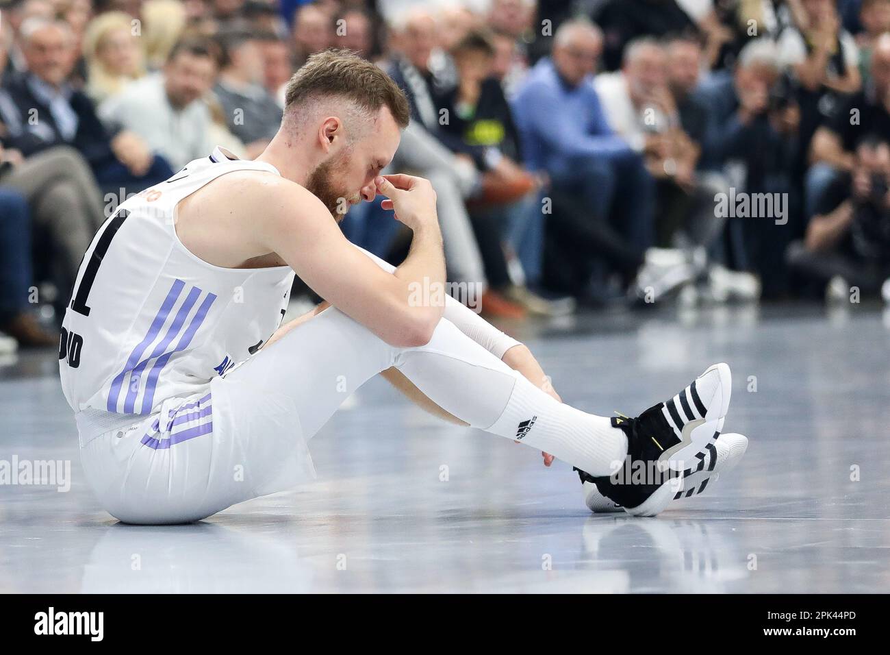 Belgrade, Serbie, 31 mars 2023. Dzanan Musa du Real Madrid réagit lors du match Euroligue 2022/2023 de Turkish Airlines entre Partizan Mozzart Bet Belgrade et le Real Madrid au stade Stark Arena de Belgrade, Serbie. 31 mars 2023. Crédit : Nikola Krstic/Alay Banque D'Images