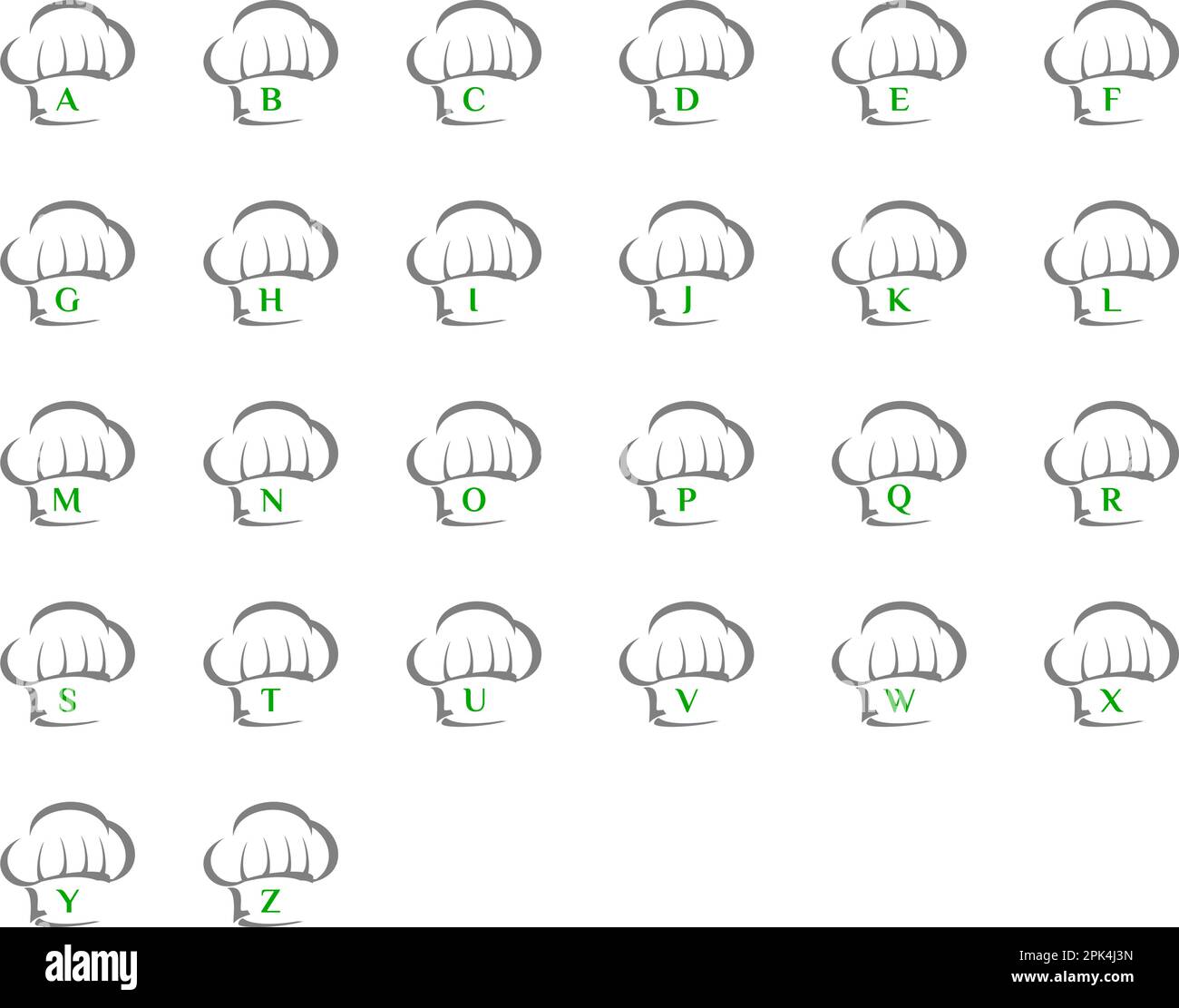 Ensemble de logos de lettre initiale avec le modèle de logo du chef Hat pour le restaurant Illustration de Vecteur