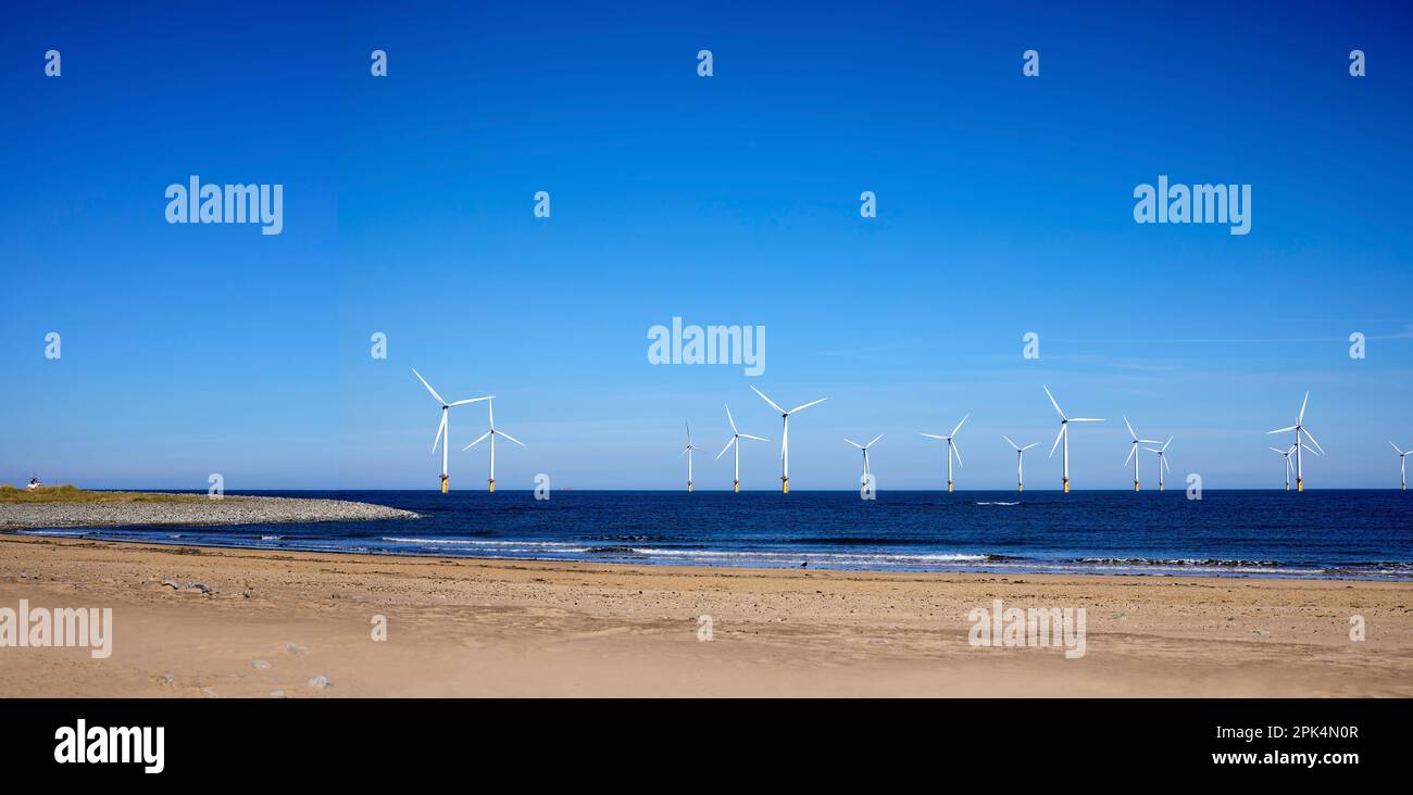 Windfarm en mer Redcar Cleveland Banque D'Images