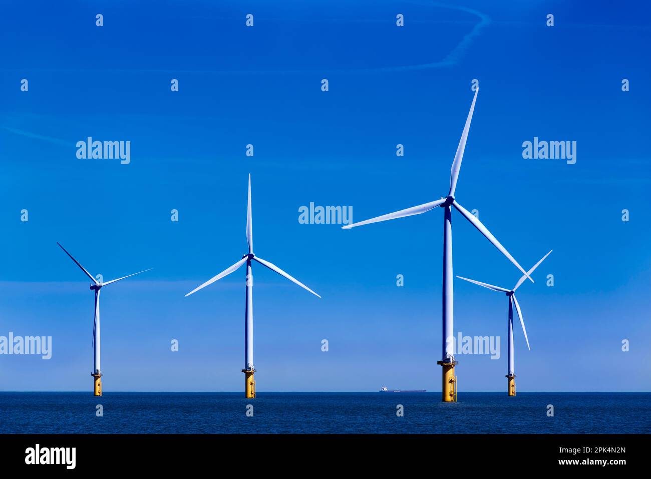 Windfarm en mer Redcar Cleveland Banque D'Images
