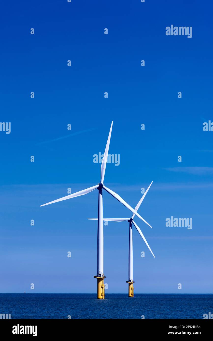 Windfarm en mer Redcar Cleveland Banque D'Images