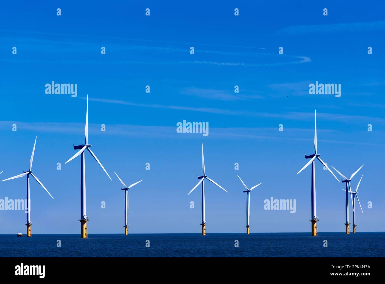 Windfarm en mer Redcar Cleveland Banque D'Images