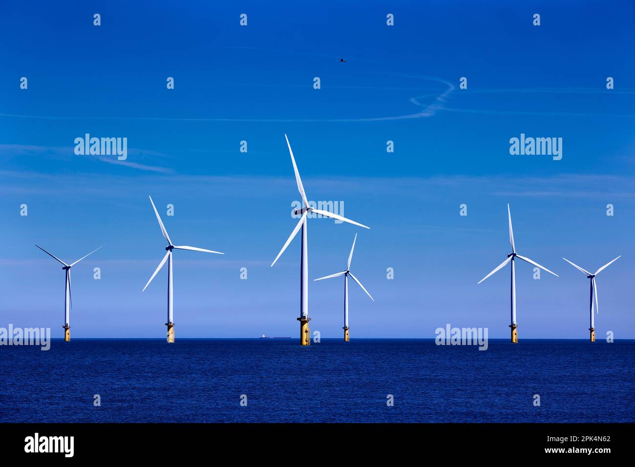 Windfarm en mer Redcar Cleveland Banque D'Images