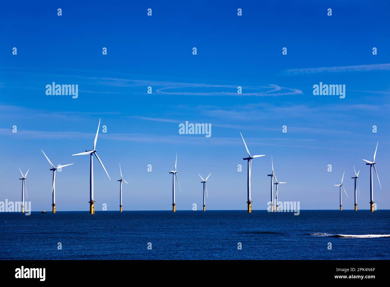 Windfarm en mer Redcar Cleveland Banque D'Images