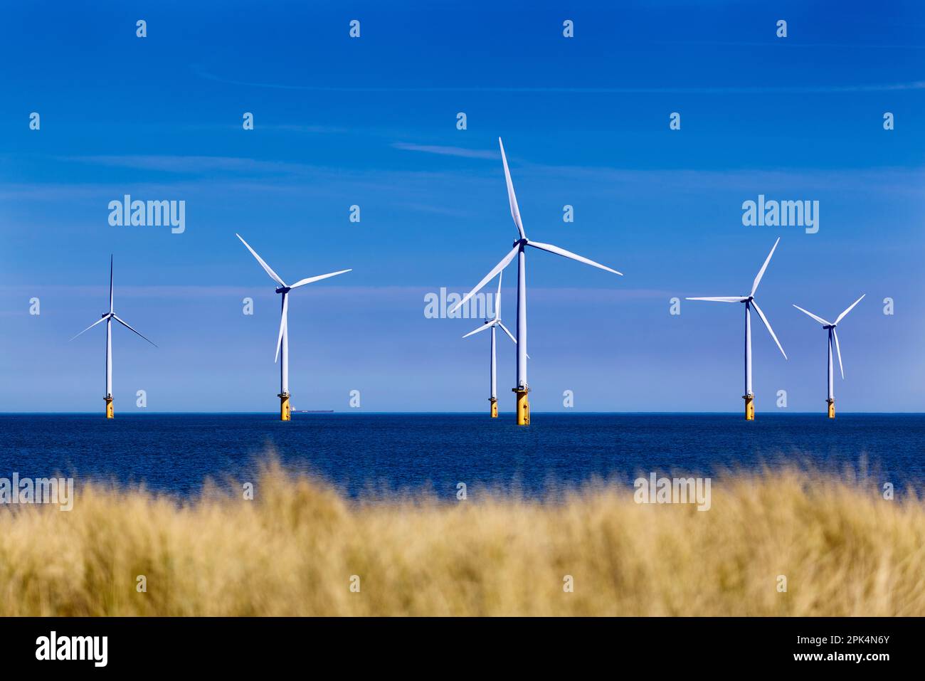 Windfarm en mer Redcar Cleveland Banque D'Images