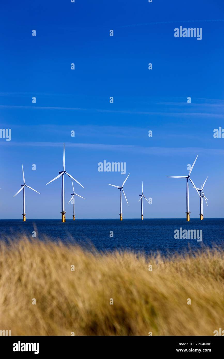 Windfarm en mer Redcar Cleveland Banque D'Images