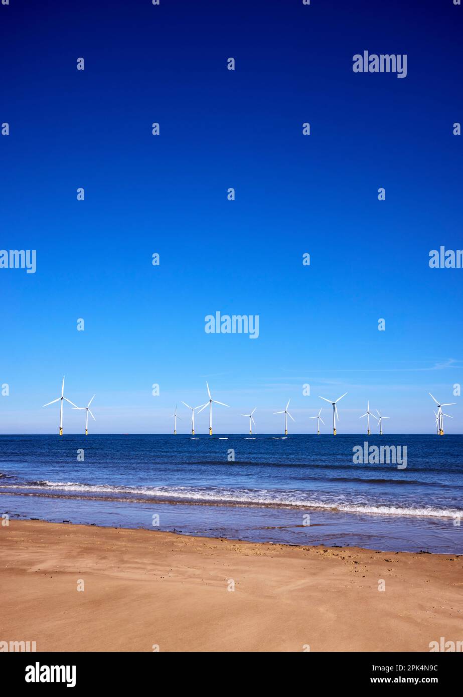 Windfarm en mer Redcar Cleveland Banque D'Images