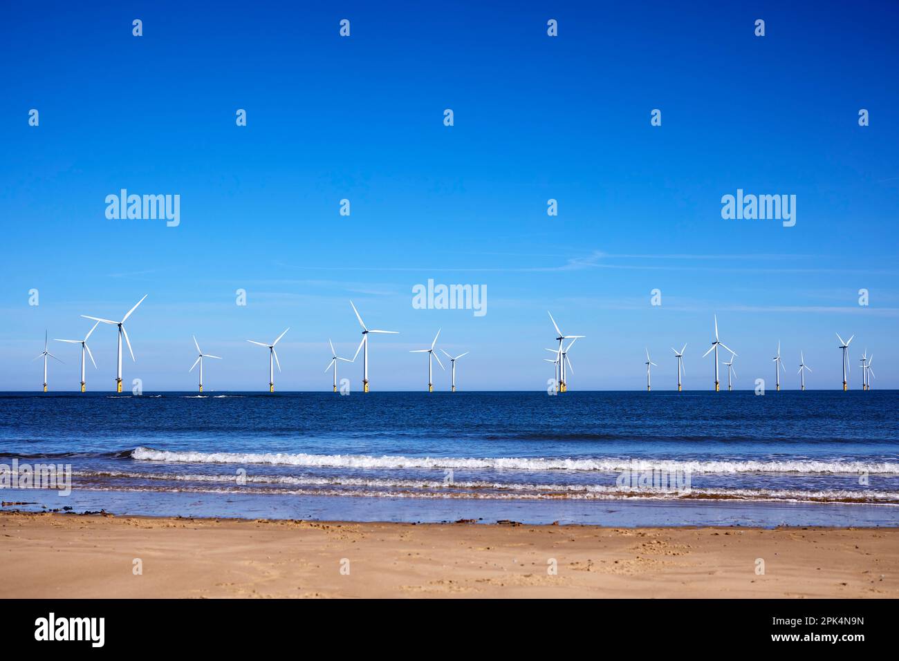 Windfarm en mer Redcar Cleveland Banque D'Images