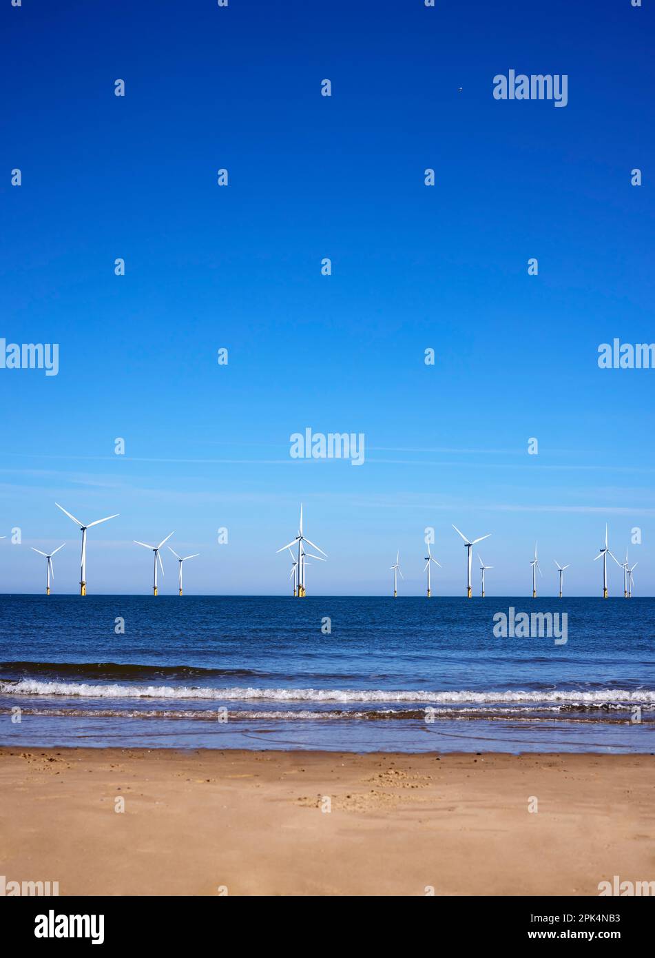 Windfarm en mer Redcar Cleveland Banque D'Images
